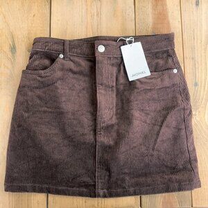 Monki Brown Corduroy Mini‎ Skirt NWT 8